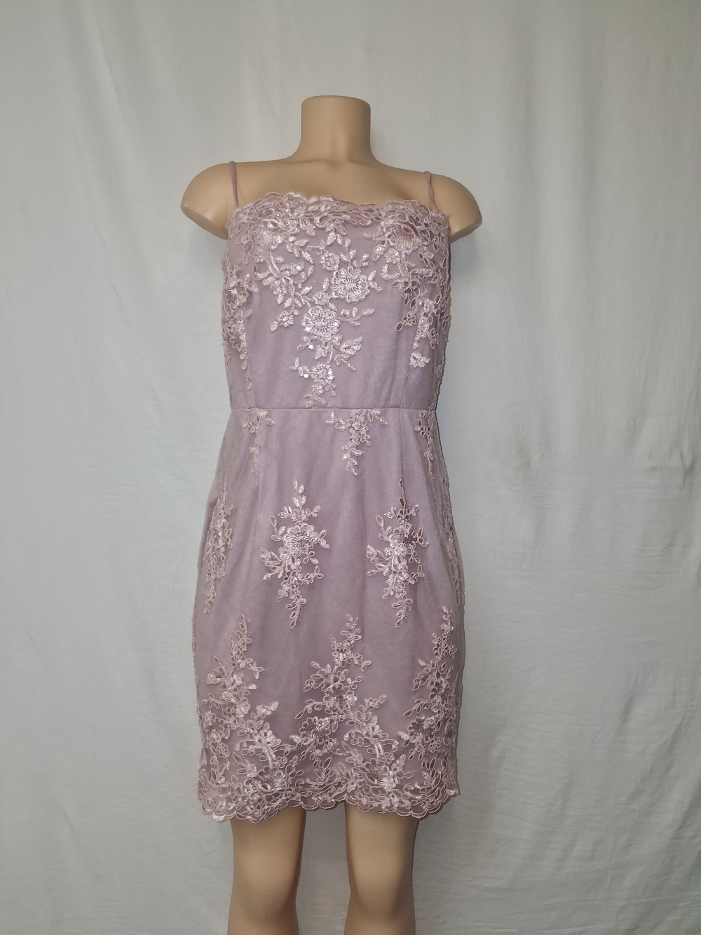 Lulu's Dusty Rose Lace Appliqué Mini Dress